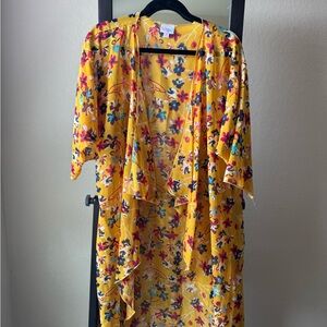 Lularoe Floral Yellow Kimono Cardigan